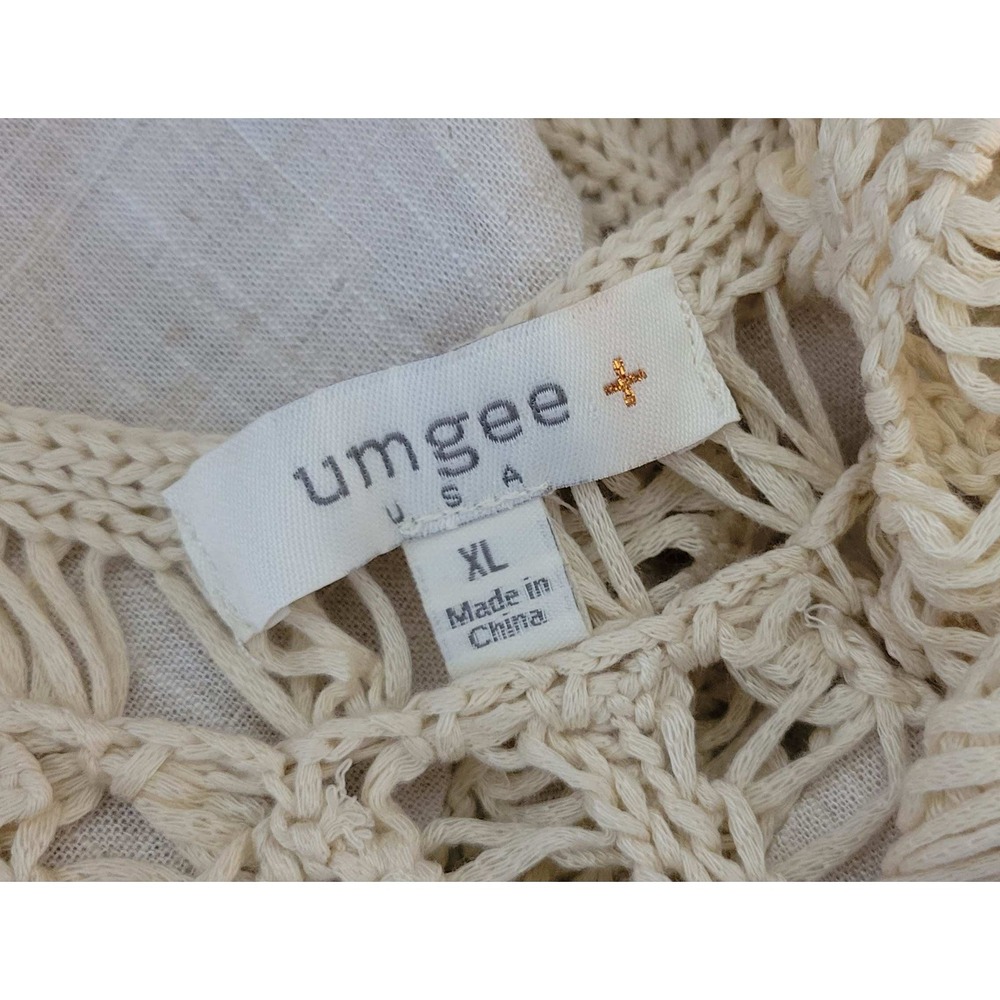 Umgee Linen Crochet Open Front Fringe Duster - Picture 3 of 6